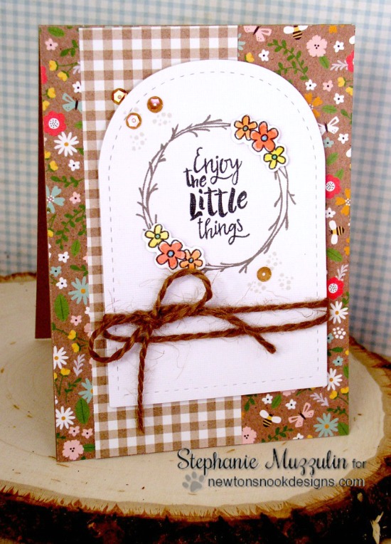 Rustic Wreath card by Stephanie Muzzulin | Happy Little Thoughts Stamp set by Newton's Nook Designs #newtonsnook