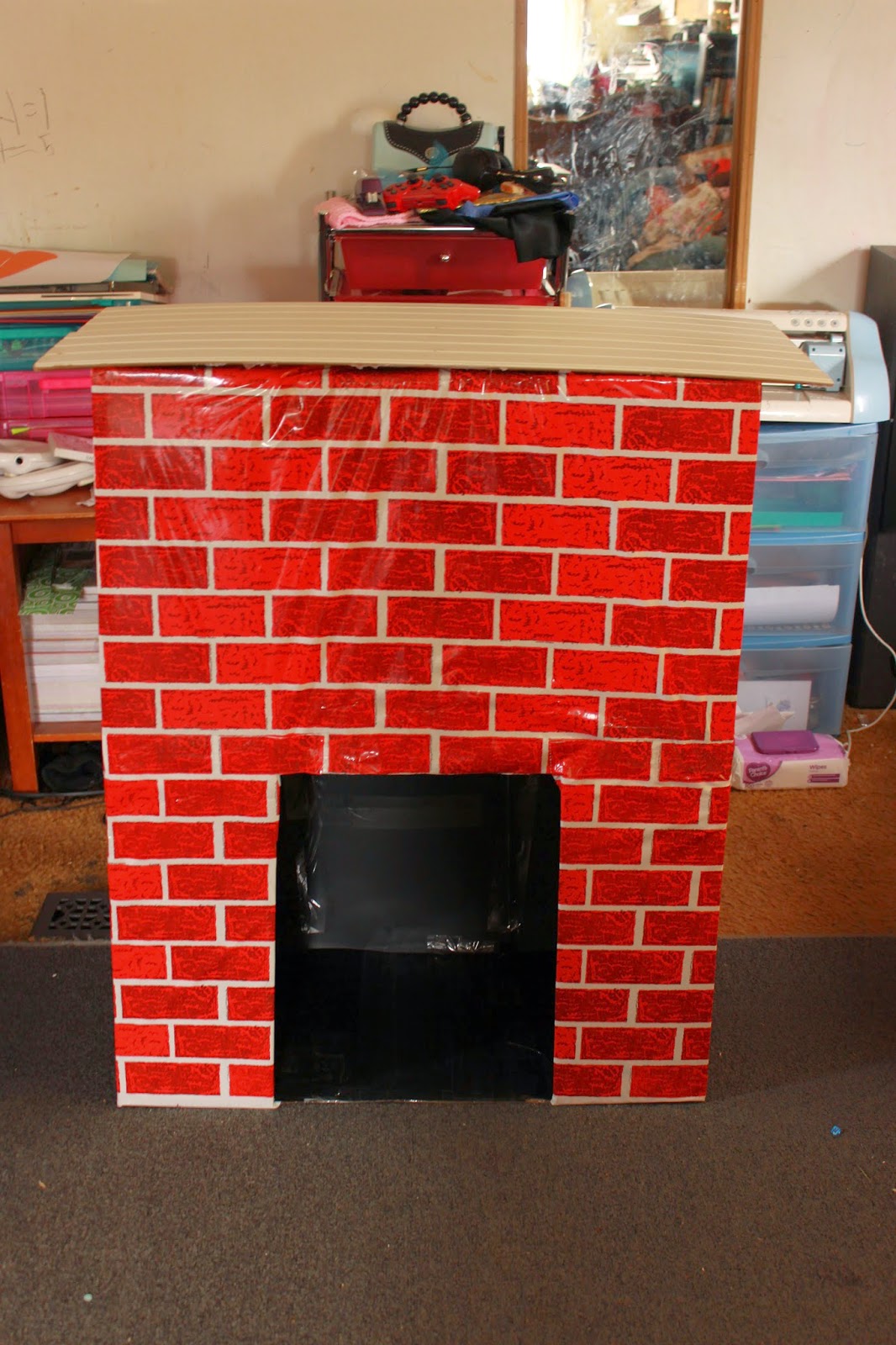 Holiday Memories: DIY Cardboard Fireplace