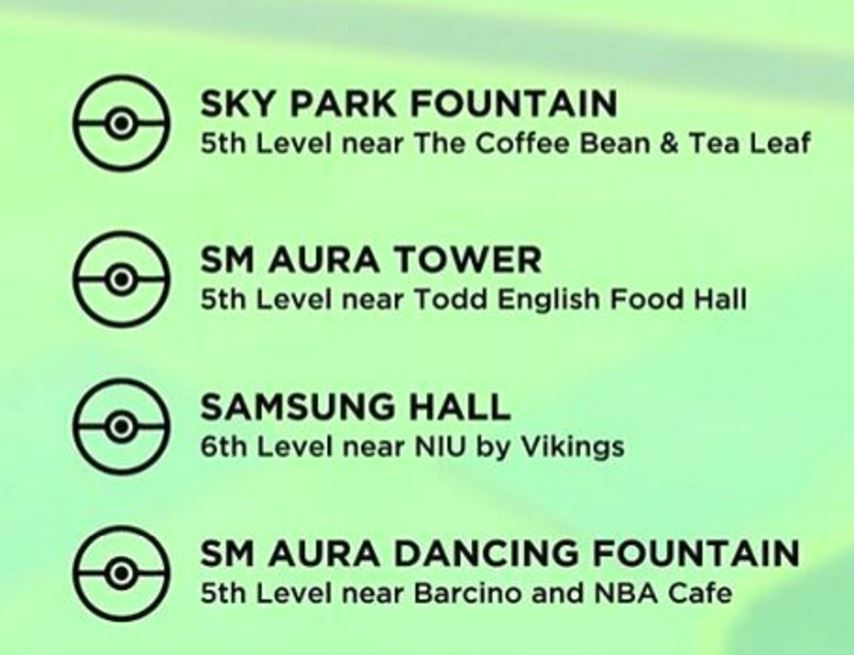 Manila Shopper List of PokeStops in Major Malls & Theme Parks