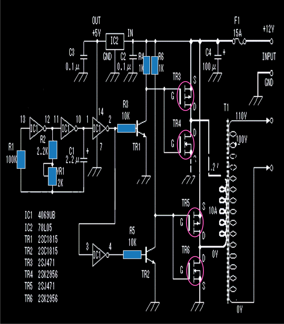 Inverter Circuit Using IC 4069, Discussed | Circuit Diagram Centre