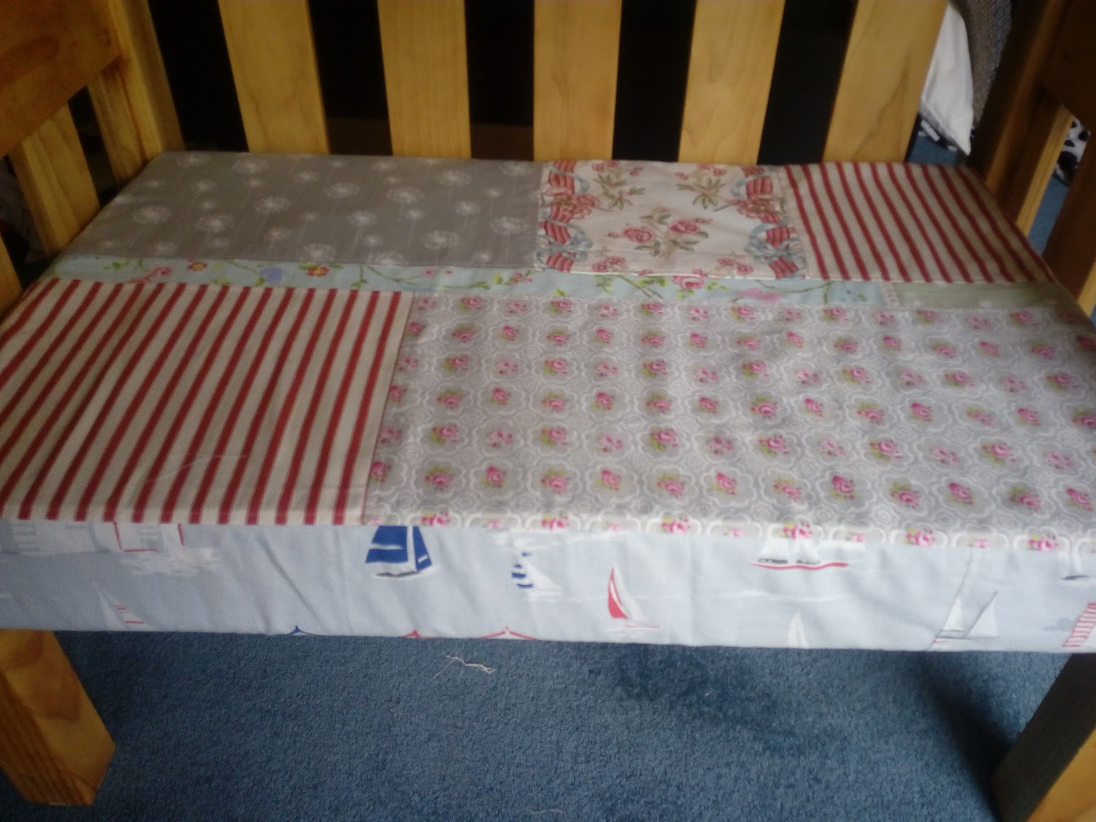 Made with my two hands Upcycled cot mattress, now a bench seat