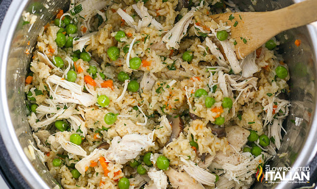 Instant Pot chicken and rice in pot