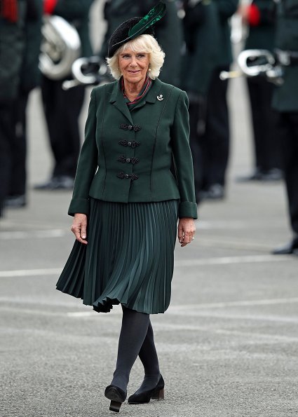 The Duchess of Cornwall attended a medals parade for the 4th Battalion The Rifles at New Normandy Barracks