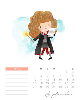 Calendario 2017 de Harry Potter para Imprimir Gratis. Calendario 2017 de Harry Potter para Imprimir Gratis Septiembre.