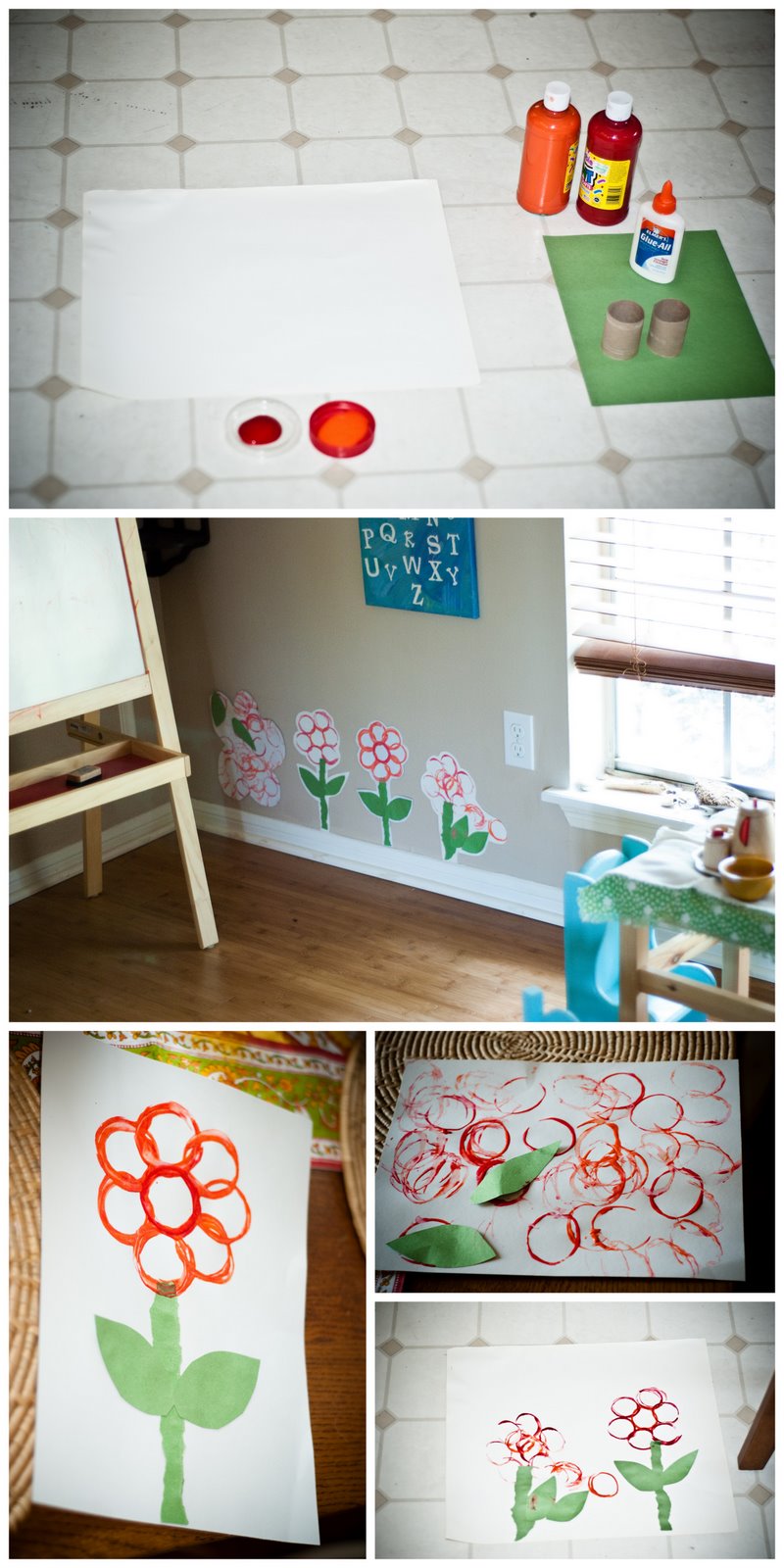 Teach Your Children Well Toilet paper flower stamping