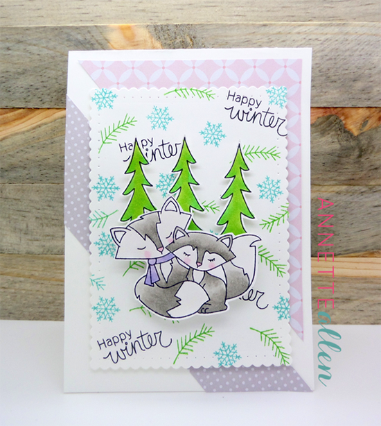 Happy Winter Fox Card by Annette Allen | Fox Hollow stamp set by Newton's Nook Designs #newtonsnook #fox