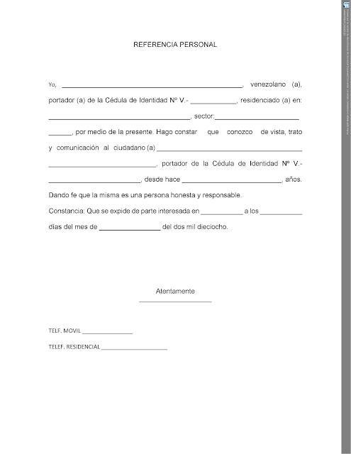formato descargable modelo de referencia personal formato referencia personal