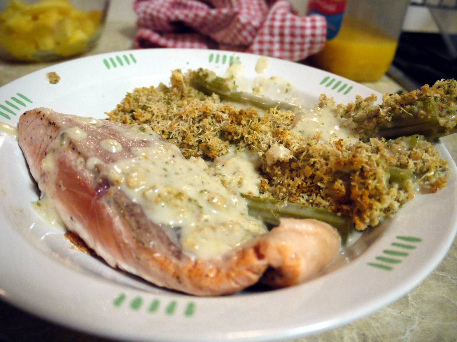 The Radio Gastronomer Baked Celery and Salmon