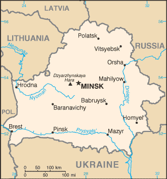 Bielorrusia Mapa de la Región