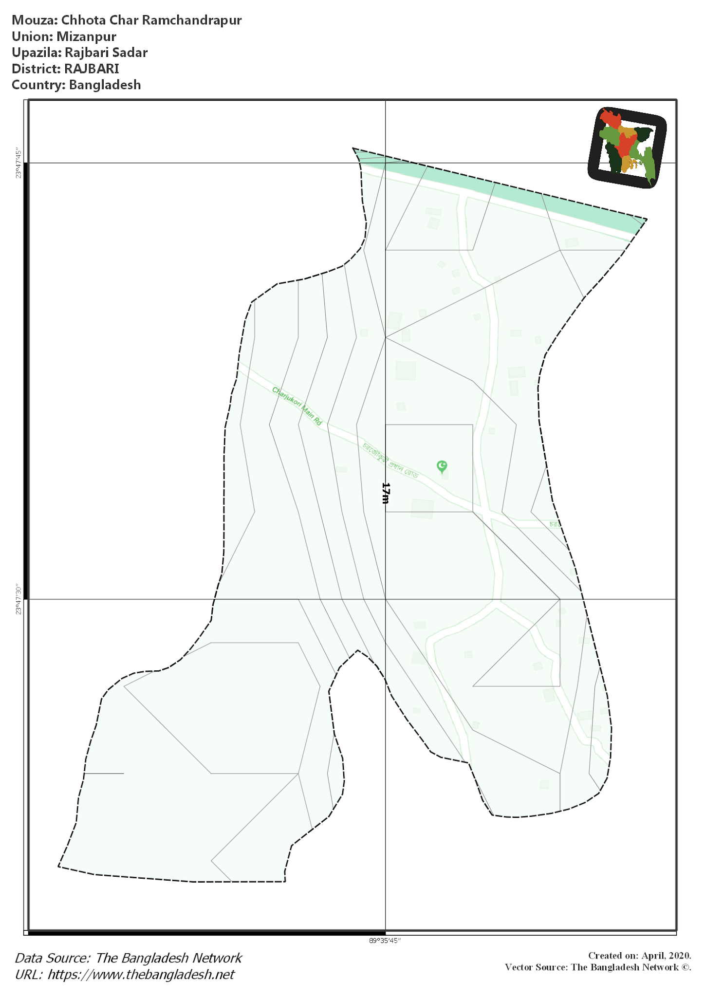 Map of Chhota Char Ramchandrapur Mouza of Rajbari Sadar Upazila, RAJBARI, Bangladesh.