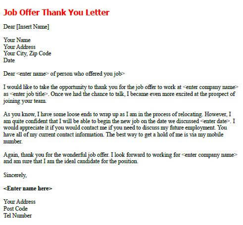 Thank You For The Job Opportunity Thank You For The Job Opportunity