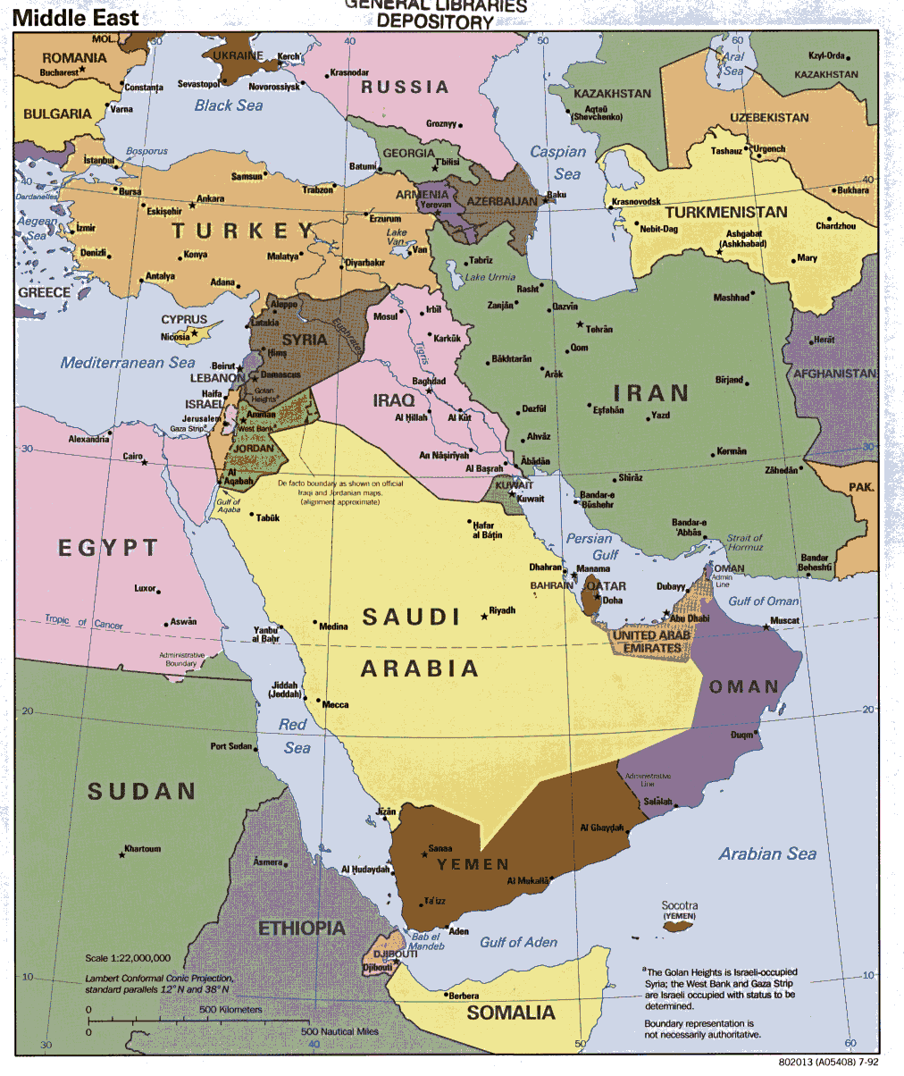 Weltkarte Naher Osten