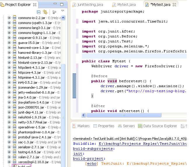 Eclipse And Ant Configuration Steps To Generate webdriver test