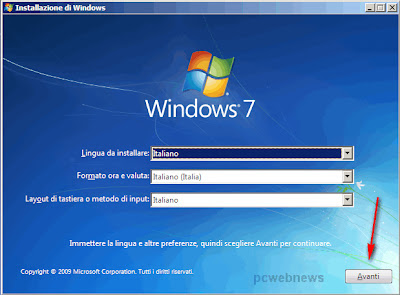 Installare Windows 7 Installare Windows 7