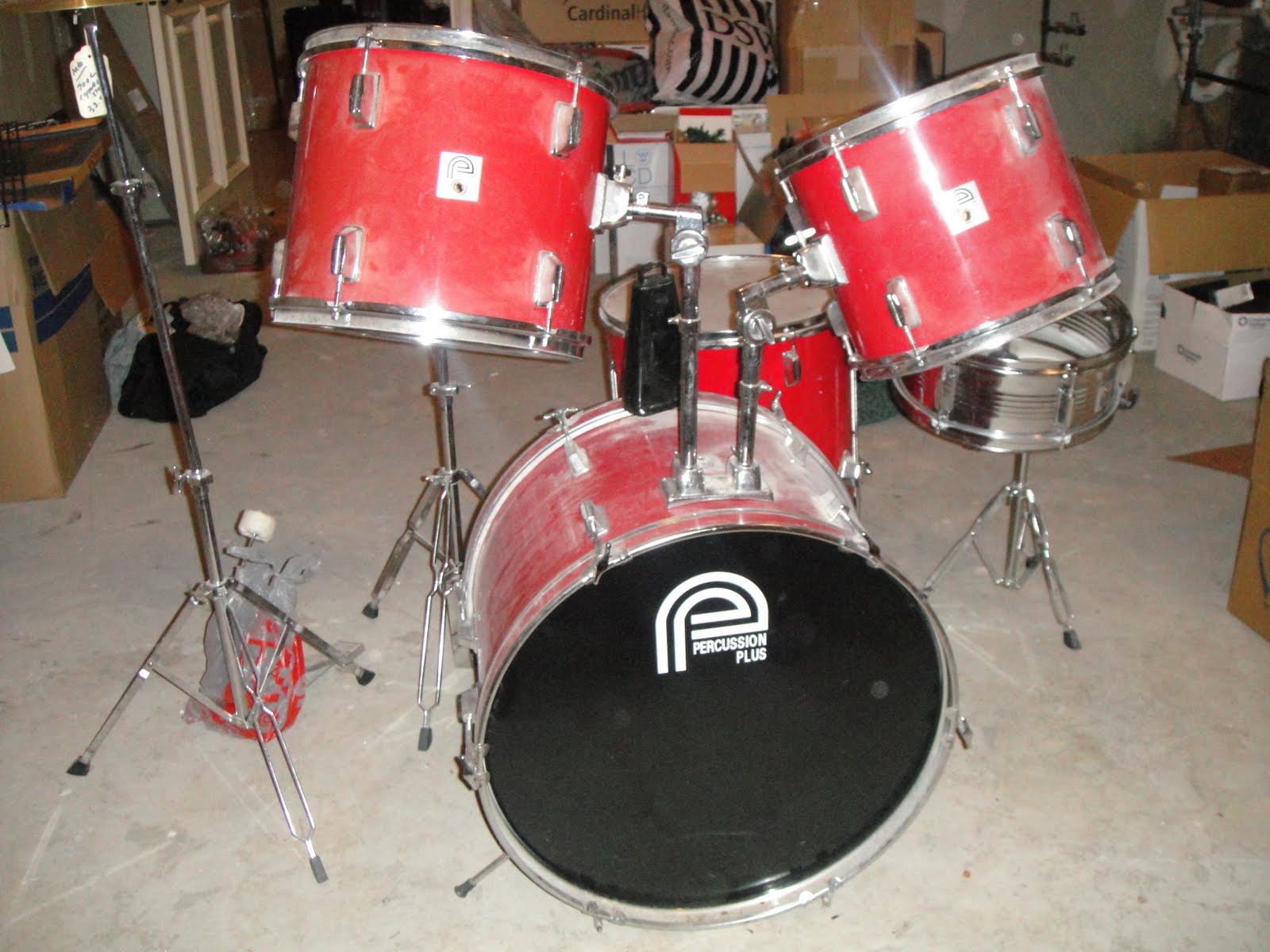 4 SALE Percussion Plus 5 Piece Drum Set Metallic Red 250.00