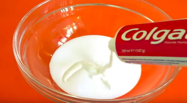 How To Make Slime With Toothpaste In 5 Simple Steps Two spoon of toothpaste added in bowl which already contains glue