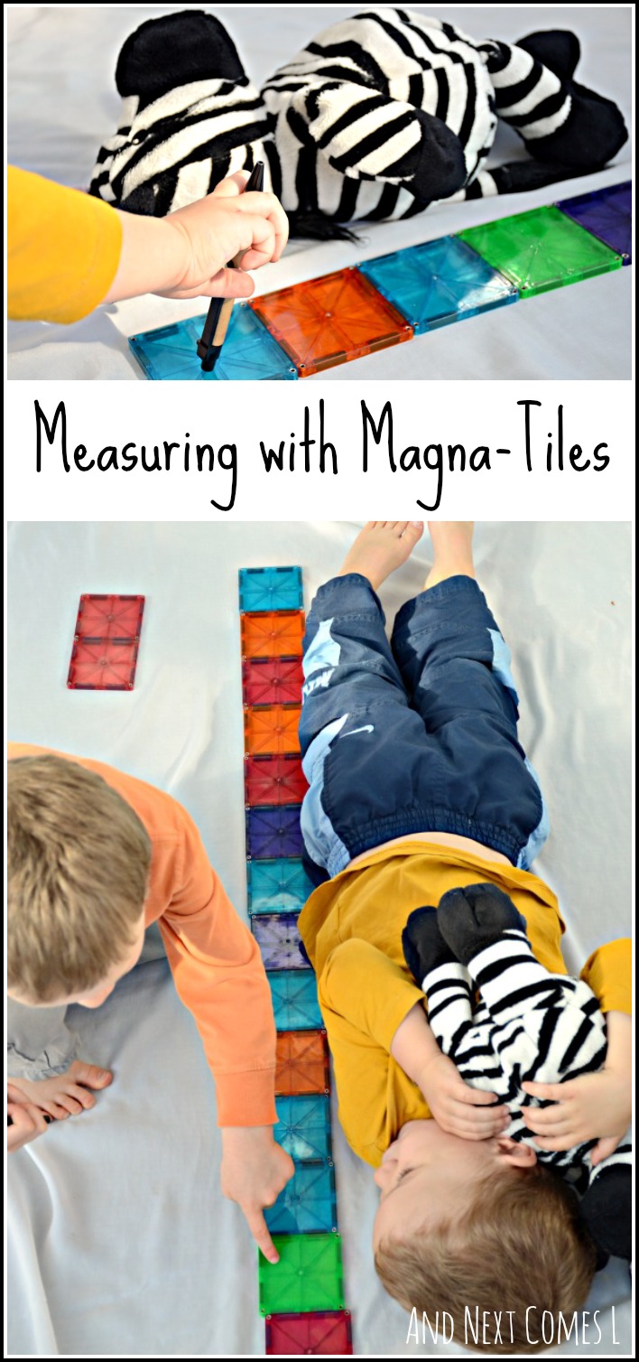 Elementary math for kids: measuring with Magna-Tiles from And Next Comes L