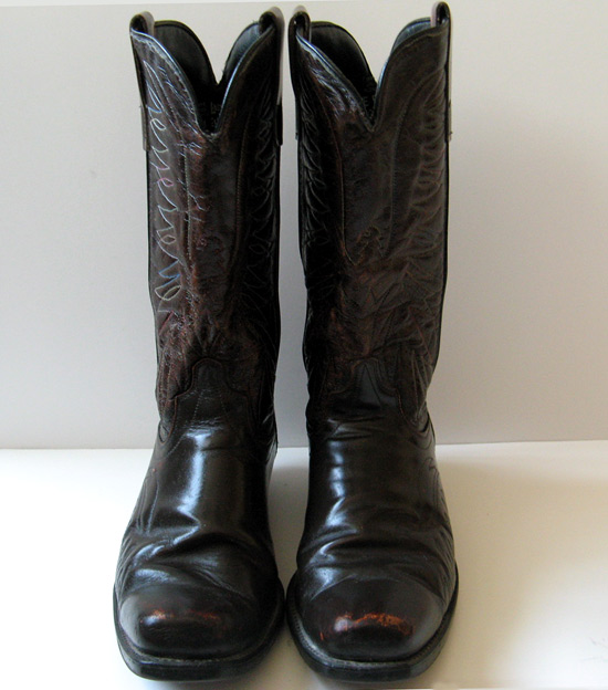 RUSTIC BROWN COWBOY BOOTS MADE IN USA LAREDO SQUARE TOE BOOTS SIZE 10