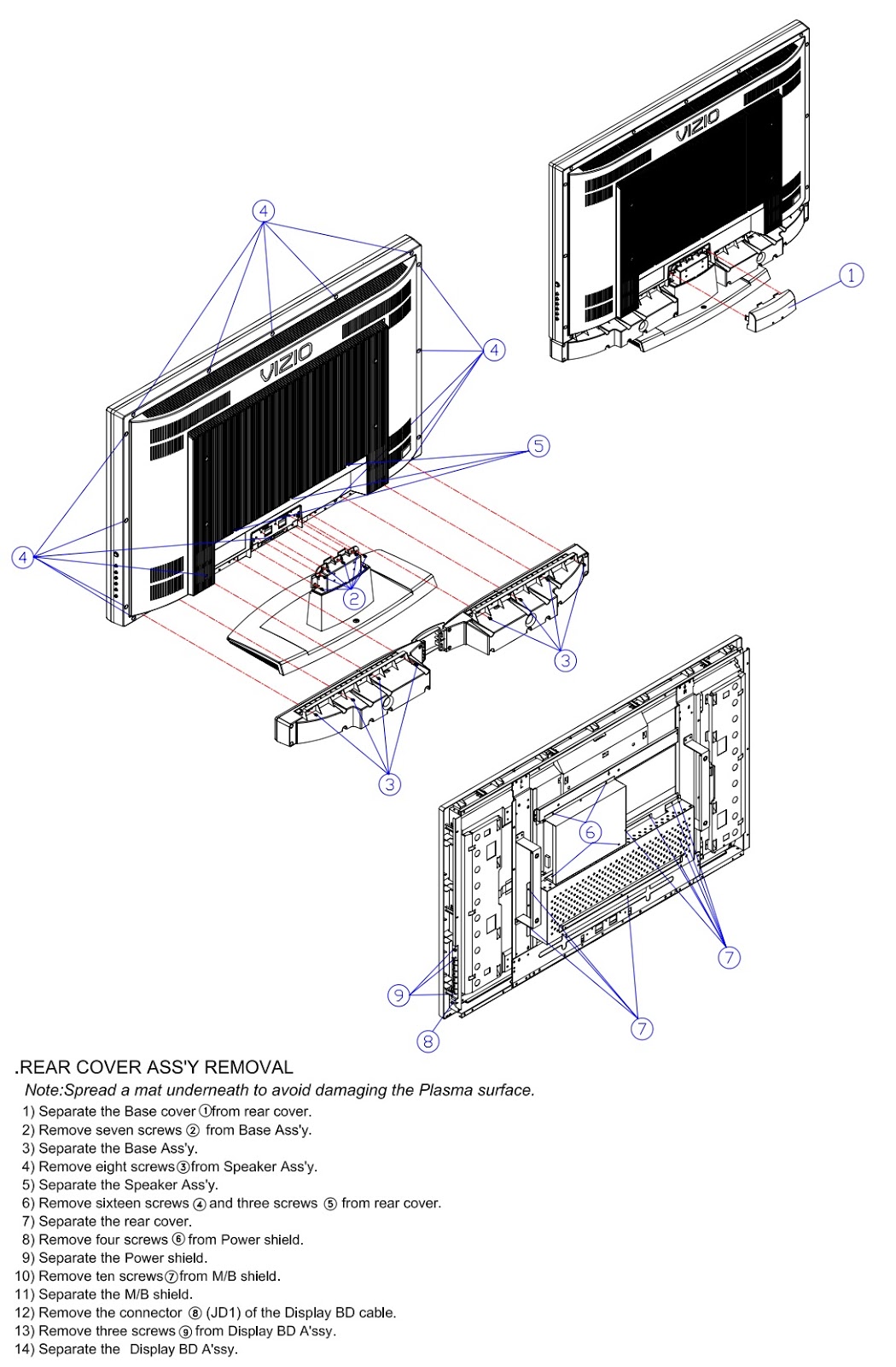 Master Electronics Repair ! HOW TO DISASSEMBLE VIZIO L42HDTV10A AND