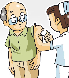 Aplicación de la vacuna de la Influenza para adultos mayores.