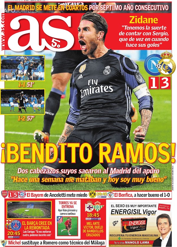 Real Madrid, AS: "¡Bendito Ramos!"