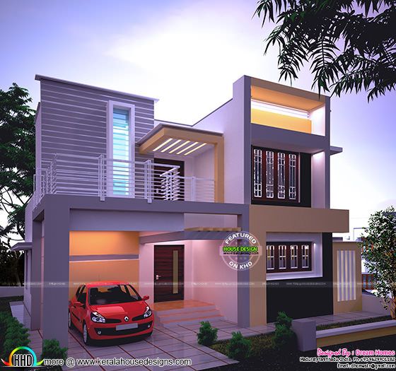 1538 sq-ft beautiful modern house in night view 1538 sq-ft beautiful modern house in night view
