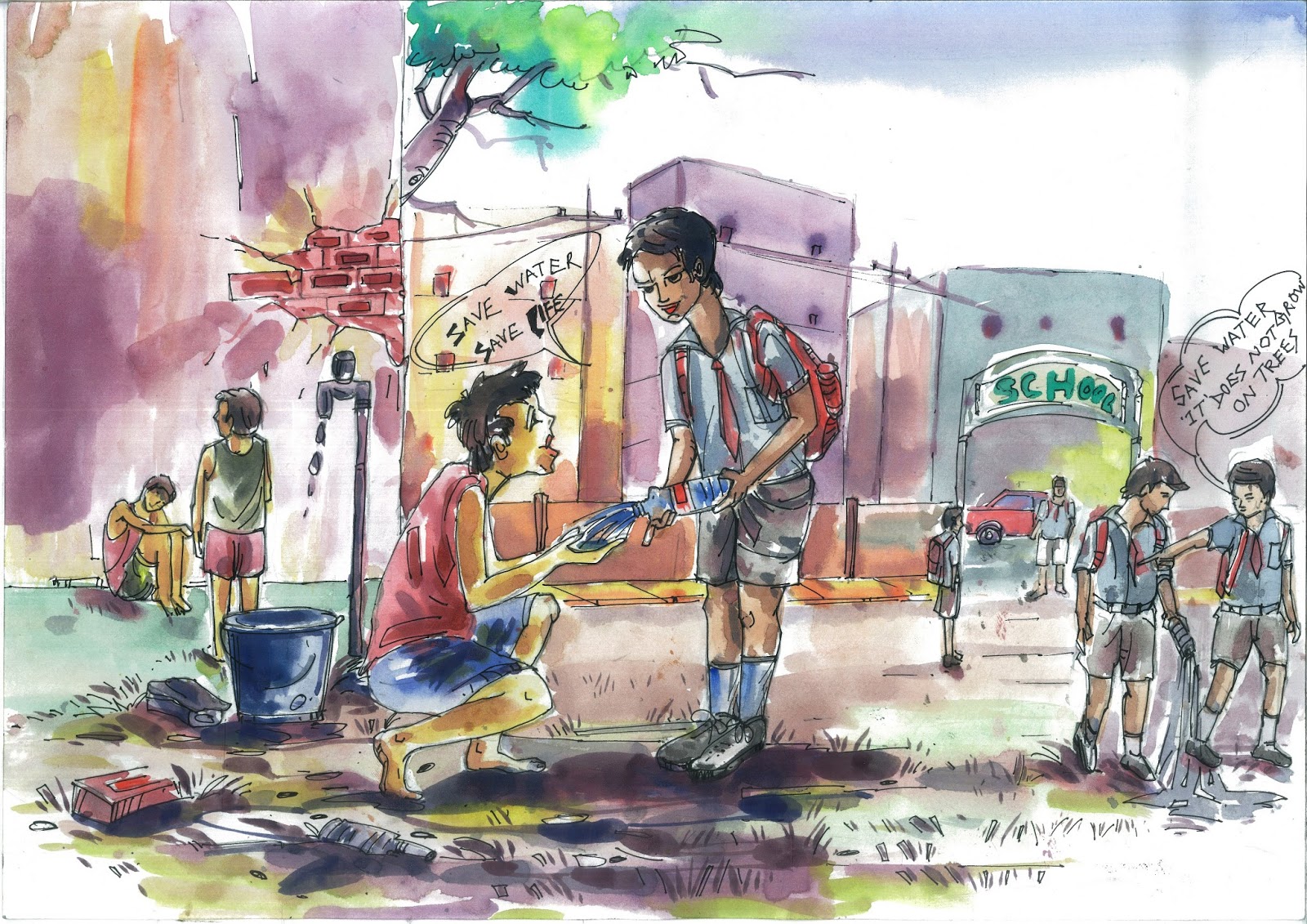 Water Conservation Save Water Posters Using Water Color By Students