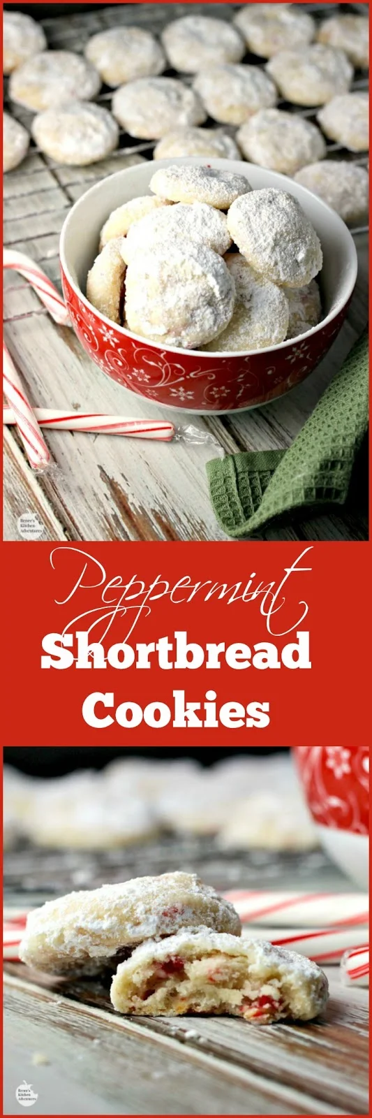 Peppermint Shortbread Cookies | by Renee's Kitchen Adventures - Wonderful recipe for a buttery peppermint Holiday cookie! #RHfood