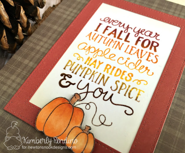 fall-ing for you card by Kimberly Rendino | Newton's Nook | handmade card | stamping | papercraft | cardmaking | autumn | fall | pumpkins | pumpkin spice | hay rides | apple cider | autumn leaves | kimpletekreativity.blogspot.com