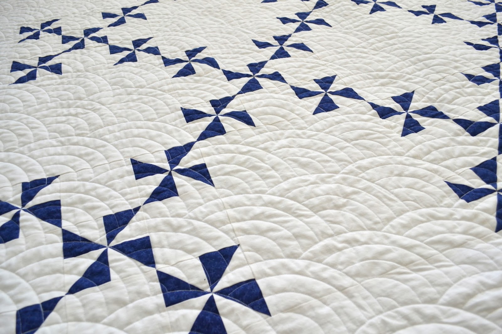 Tea Rose Home Navy and White Pinwheel Quilt
