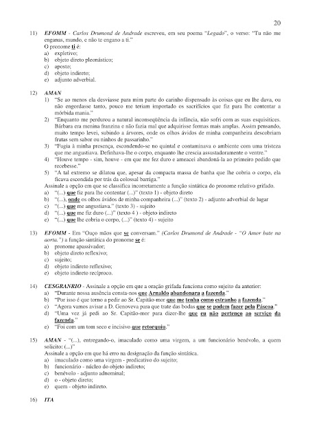 EXERCÍCIOS DE PORTUGUÊS PARA CONCURSOS COM GABARITO EM PDF
