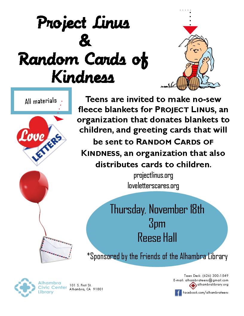 Project Linus and Random Cards of Kindness
