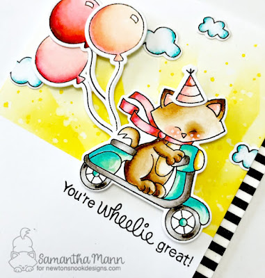 You're Wheelie Great Card by Samantha Mann for Newton's Nook Designs, Birthday Card, Scooter, Card, #newtonsnook #birthdaycard #distressink #inkblending