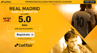 betfair supercuota 5 Real Madrid gana Deportivo Liga 26 abril betfair supercuota 5 Real Madrid gana Deportivo Liga 26 abril