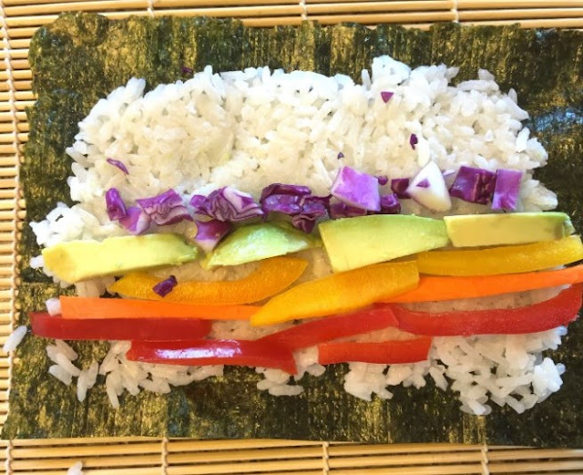 Rainbow Vegetable Sushi #vegetarian #easyrecipe