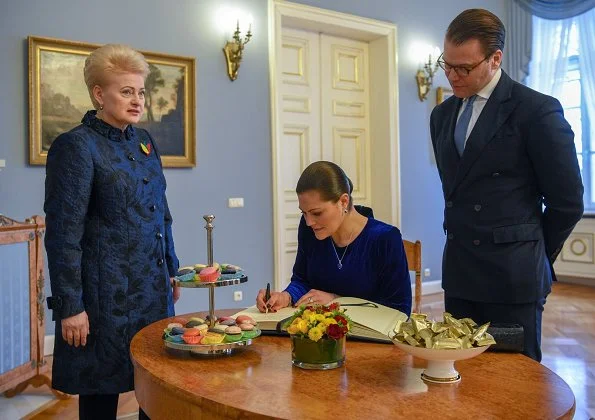 Crown Princess Victoria wore IDA-SJOSTEDT double breasted coat. Lithuania's President Dalia Grybauskaitė. Lithuania celebrates 100th anniversary