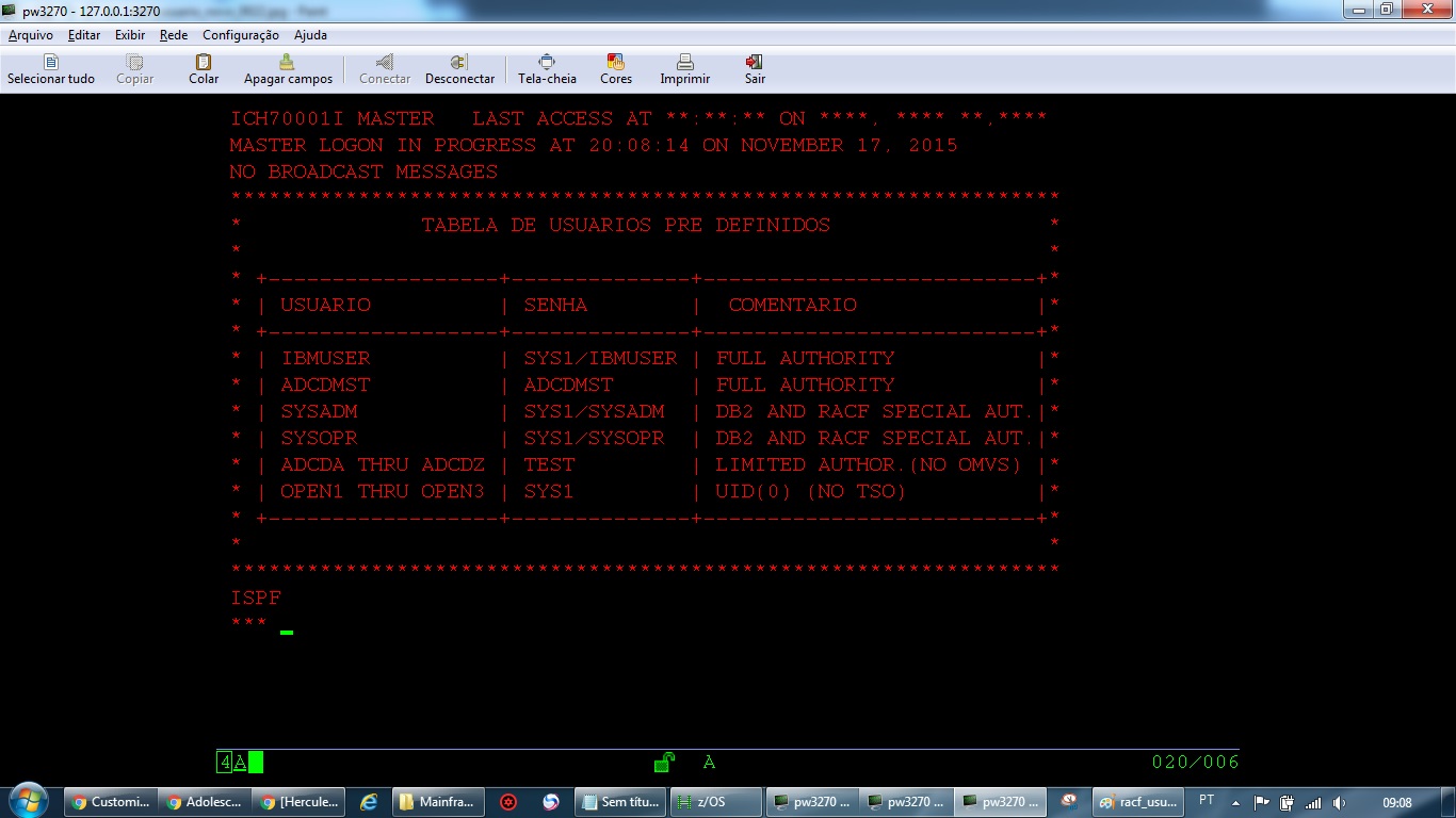 Customização no Hercules Criando um Usuário no z/OS RACF Hercules