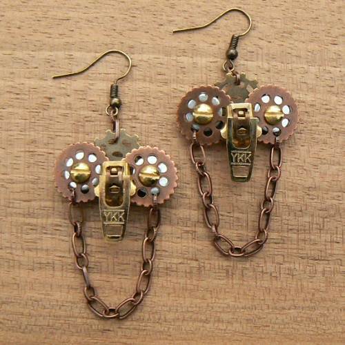 Steampunk Moth Zipper Earrings -   Steam punk jewelry, Punk jewelry,  Funky jewelry