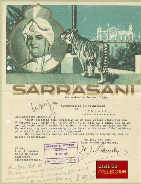 Enveloppe du cirque Sarrasani 1920 côté A