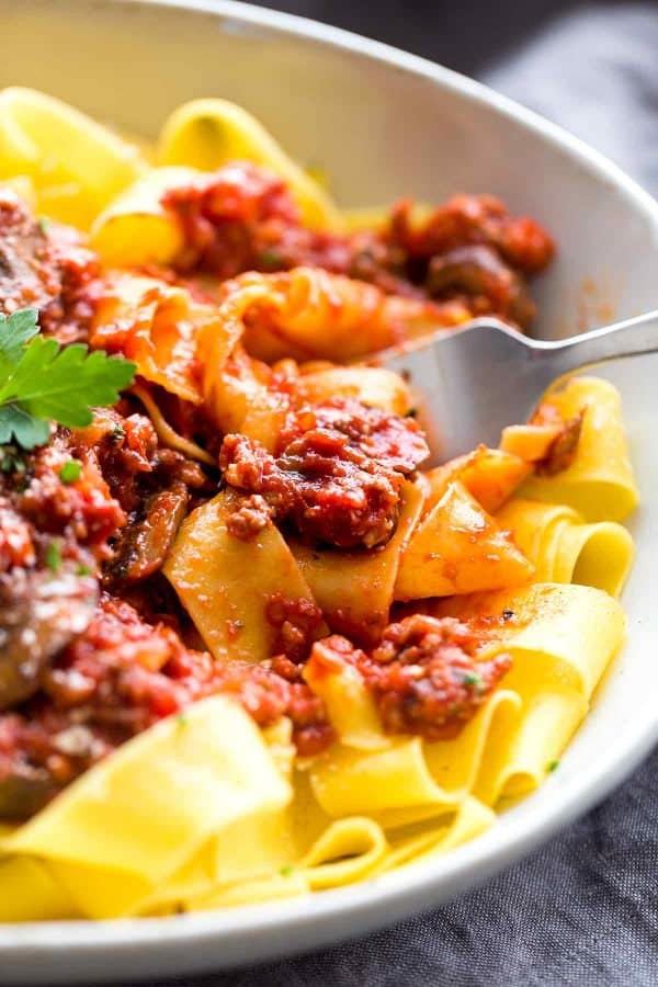 Beef Bolognese Sauce with Pappardelle Pasta CookPed
