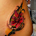 3D red lilly flower tattoo