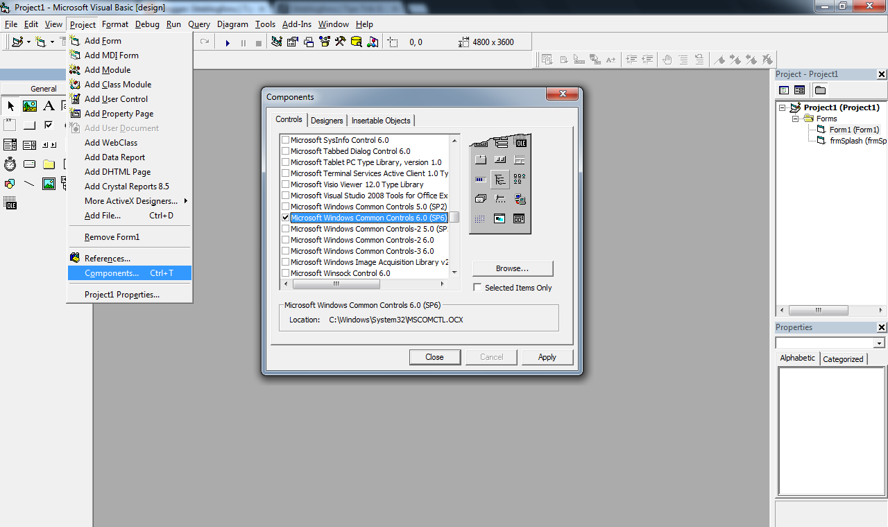 Portable Microsoft Visual Basic 6.0 sp6. Common Control. Microsoft comm. Vb6 Command dialog Control. Dialog controls