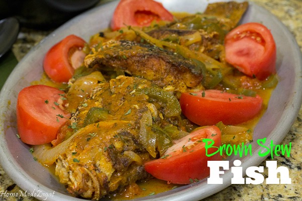 Brown Stew Fish - A quintessential Jamaican dish of fried fish then simmered in a sweet and tangy sauce. #HomeMadeZagat