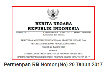 KRITERIA PENETAPAN KEBUTUHAN PNS DAN PELAKSANAAN SELEKSI CPNS TAHUN 2017 SESUAI PERMENPAN NO 20 TAHUN 2017 KRITERIA PENETAPAN KEBUTUHAN PNS DAN PELAKSANAAN SELEKSI CPNS TAHUN 2017 SESUAI PERMENPAN NO 20 TAHUN 2017