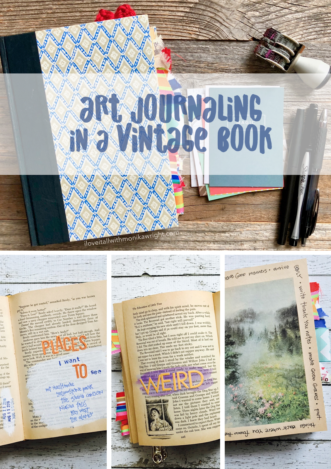 Art Journaling in a Vintage Book