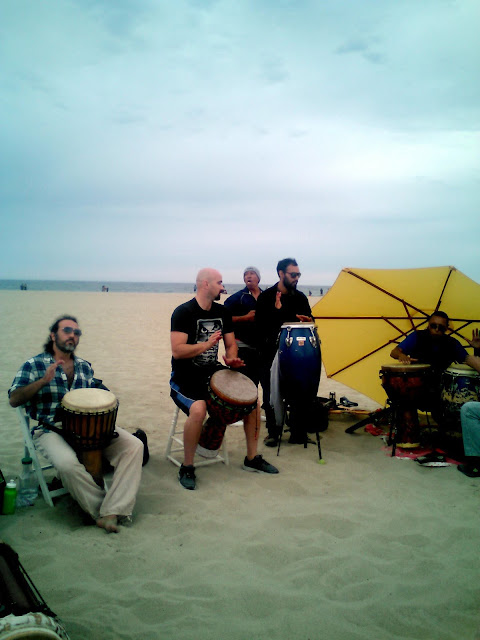 Omar Cherif with Dan and Luis at the Venice Beach Drum Circle — 2015