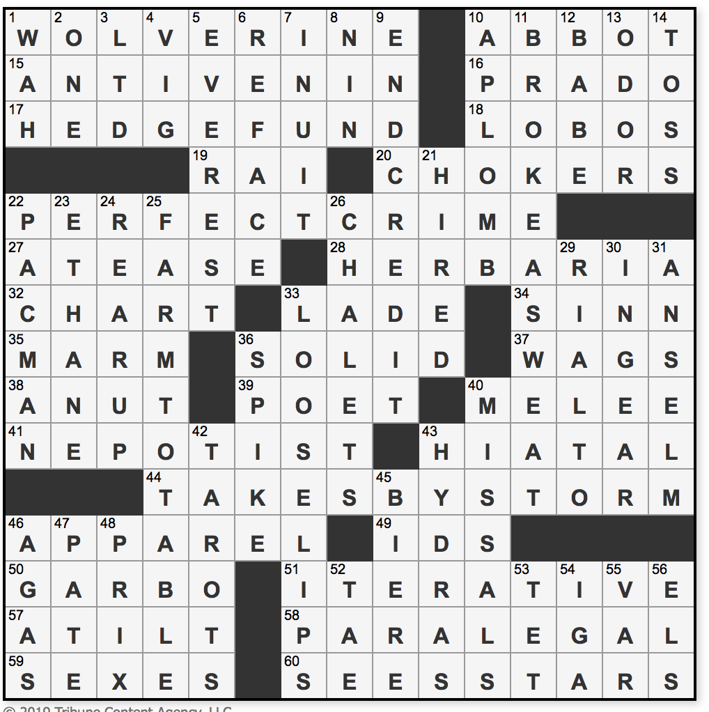 L A Times Crossword Corner Saturday May 4 2019 Pawel Fludzinski L A Times Crossword Corner Saturday May 4 2019 Pawel Fludzinski