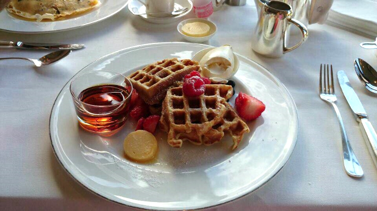 Park Hyatt breakfast a la carte, Belgian waffles, Sydney, Australia, Euriental