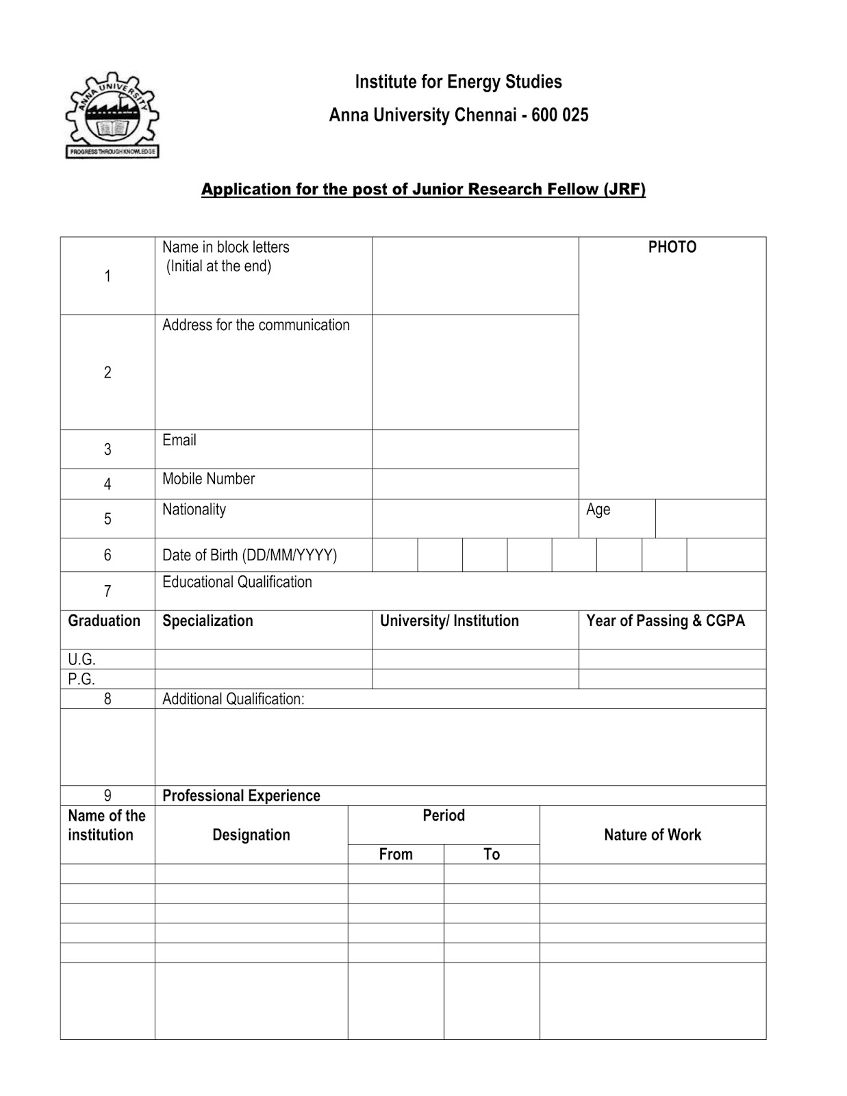 anna university application form