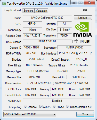 GPU-Z v1.10.0 validation